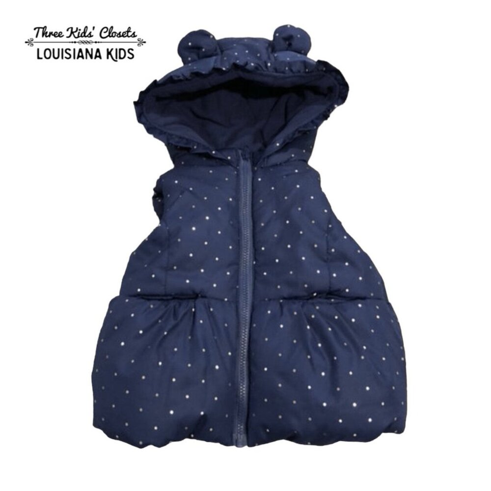 NEW Gymboree 6-12m Blue Polkadot Hooded Puffer Vest